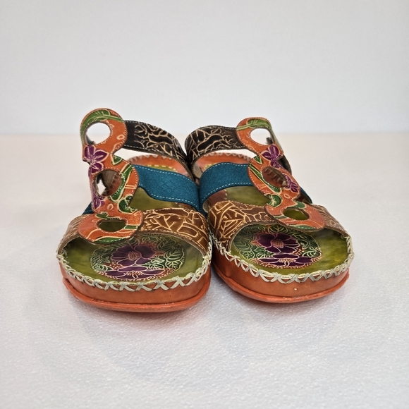 Corkys Elite Midtown Boho Slide Sandals Womens Size 10 Colorful Eclectic Leather - Picture 2 of 12